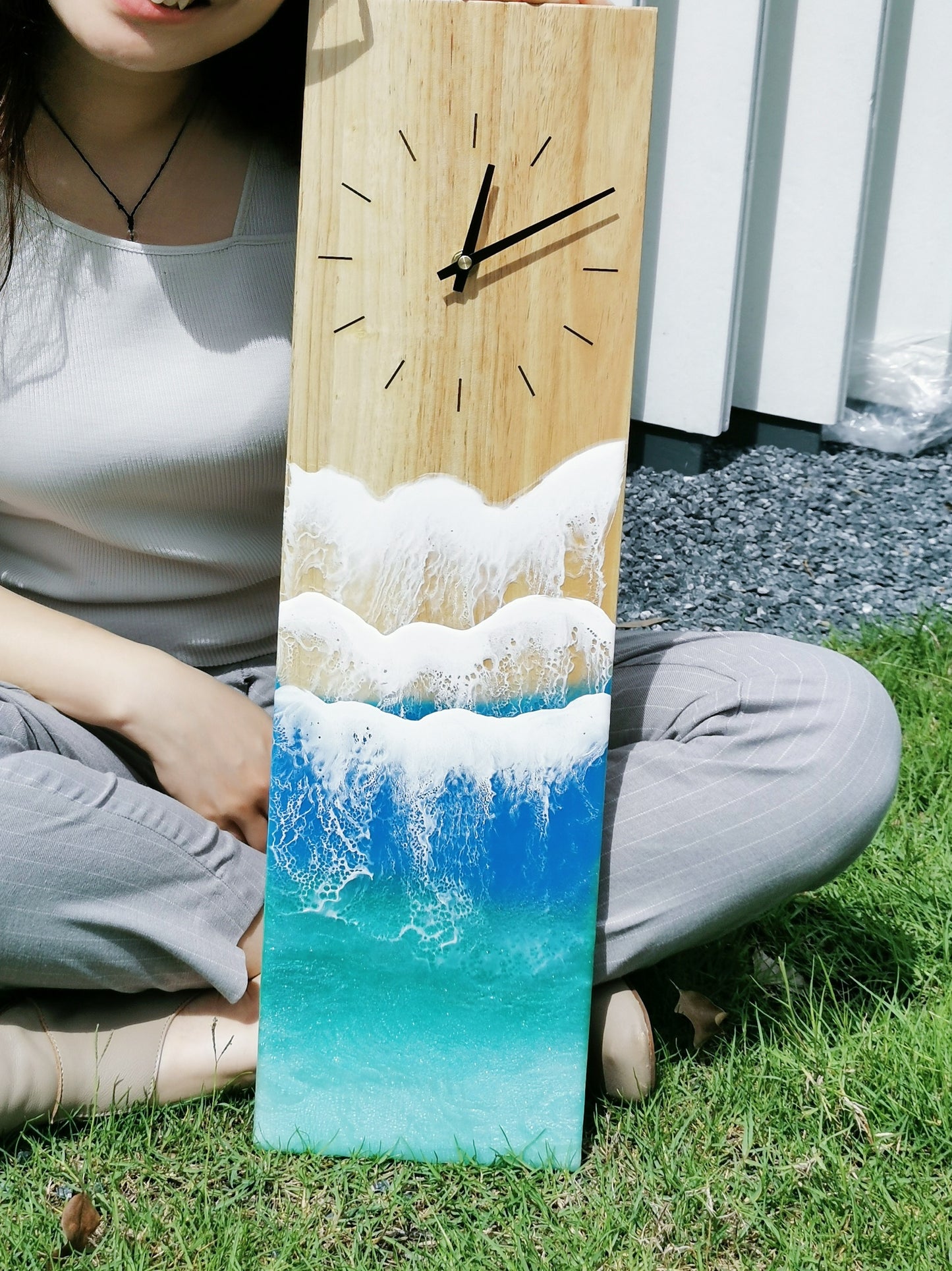 Minimalist ocean wooden clock (MADE-TO-ORDER)