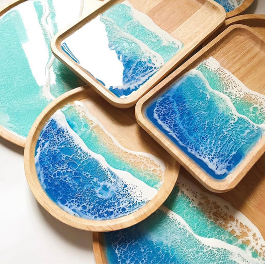 展示獨特魅力：手工海洋木盤與樹脂畫的精緻之美