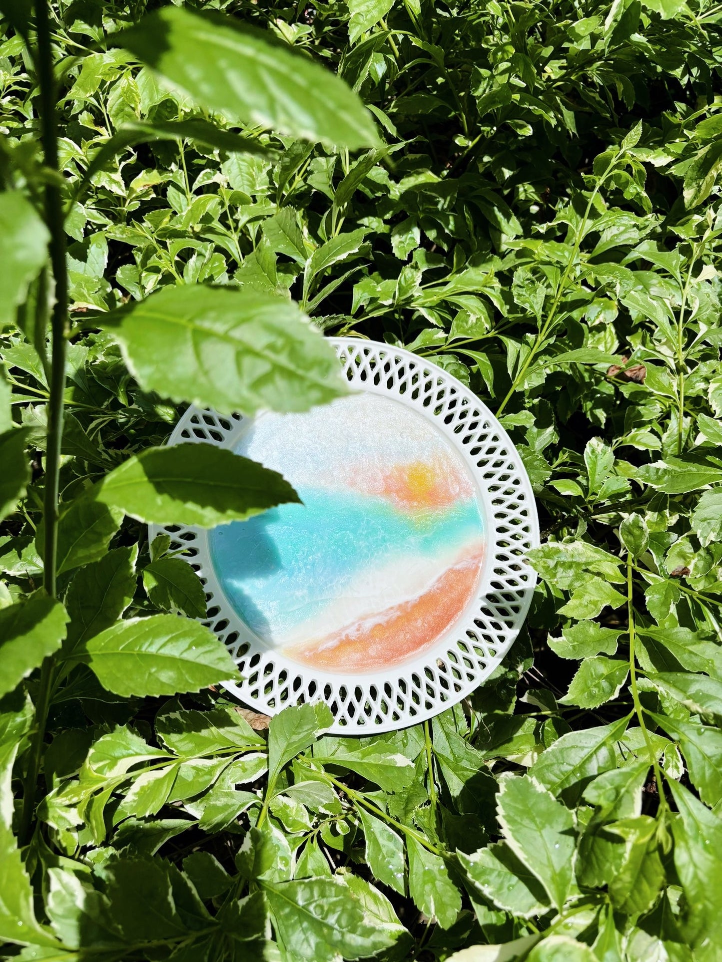 [NOT FOR SALE]Calm Ocean resin art ceramic plates